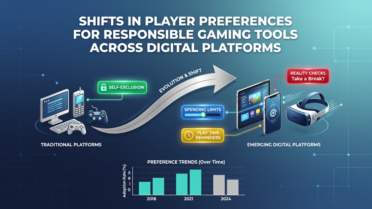 Players interacting with responsible gaming dashboards on smartphones and tablets showing deposit limits and session timers